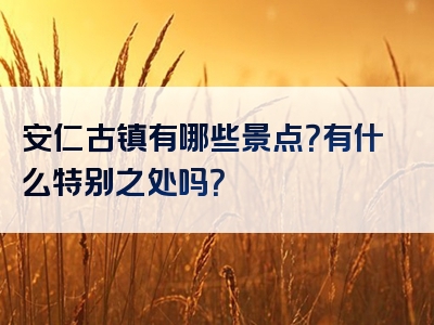 安仁古镇有哪些景点？有什么特别之处吗？