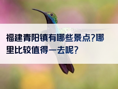 福建青阳镇有哪些景点？哪里比较值得一去呢？