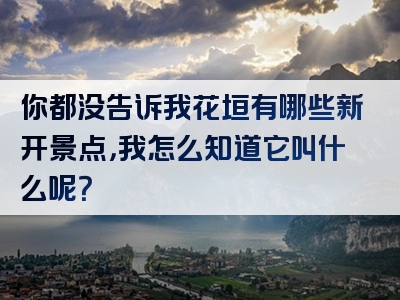 你都没告诉我花垣有哪些新开景点，我怎么知道它叫什么呢？