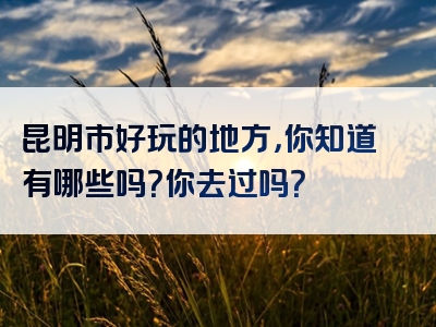 昆明市好玩的地方，你知道有哪些吗？你去过吗？