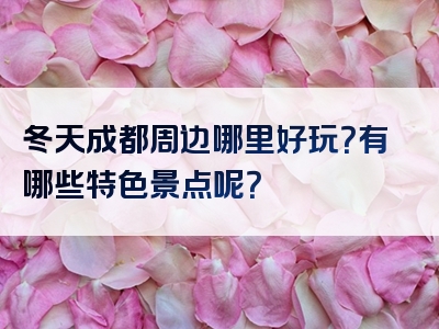 冬天成都周边哪里好玩？有哪些特色景点呢？