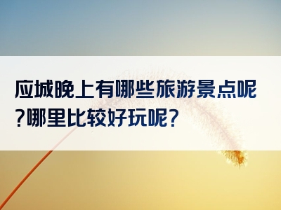 应城晚上有哪些旅游景点呢？哪里比较好玩呢？