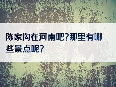 陈家沟在河南吧？那里有哪些景点呢？