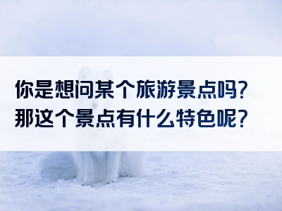 你是想问某个旅游景点吗？那这个景点有什么特色呢？