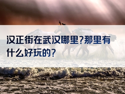 汉正街在武汉哪里？那里有什么好玩的？