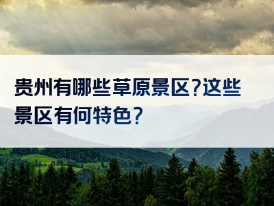 贵州有哪些草原景区？这些景区有何特色？