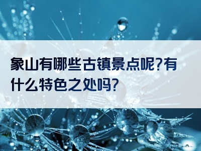 象山有哪些古镇景点呢？有什么特色之处吗？