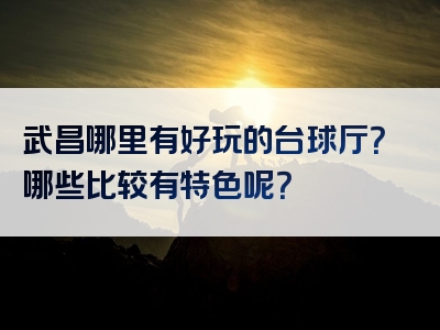 武昌哪里有好玩的台球厅？哪些比较有特色呢？