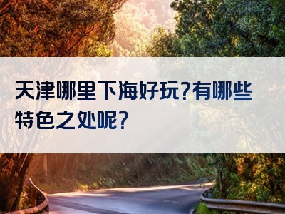 天津哪里下海好玩？有哪些特色之处呢？