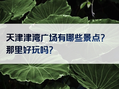 天津津湾广场有哪些景点？那里好玩吗？