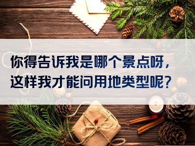 你得告诉我是哪个景点呀，这样我才能问用地类型呢？