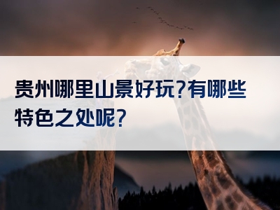 贵州哪里山景好玩？有哪些特色之处呢？