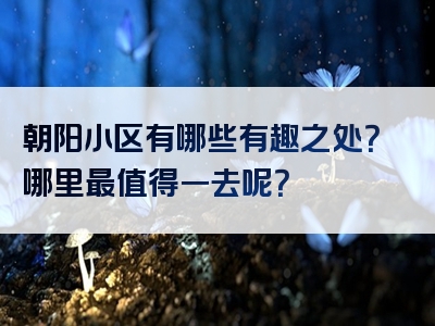 朝阳小区有哪些有趣之处？哪里最值得一去呢？
