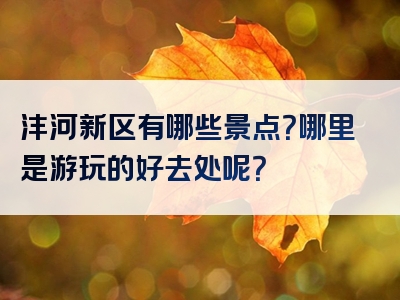 沣河新区有哪些景点？哪里是游玩的好去处呢？