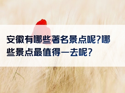 安徽有哪些著名景点呢？哪些景点最值得一去呢？