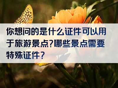 你想问的是什么证件可以用于旅游景点？哪些景点需要特殊证件？