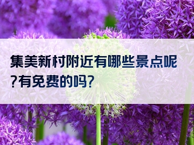 集美新村附近有哪些景点呢？有免费的吗？