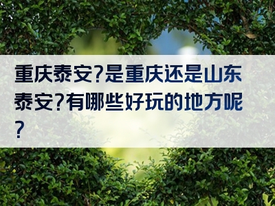 重庆泰安？是重庆还是山东泰安？有哪些好玩的地方呢？