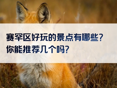 赛罕区好玩的景点有哪些？你能推荐几个吗？
