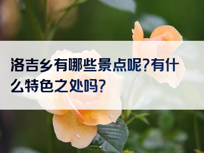 洛吉乡有哪些景点呢？有什么特色之处吗？