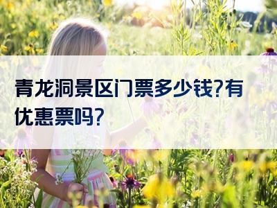 青龙洞景区门票多少钱？有优惠票吗？