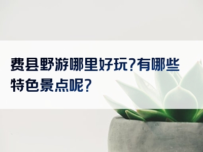 费县野游哪里好玩？有哪些特色景点呢？