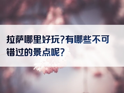 拉萨哪里好玩？有哪些不可错过的景点呢？