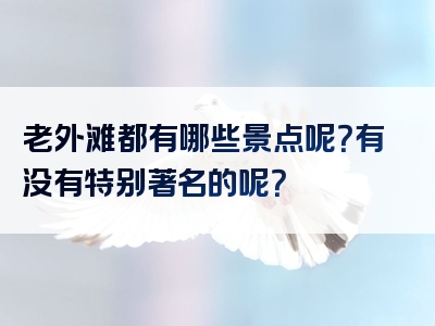 老外滩都有哪些景点呢？有没有特别著名的呢？