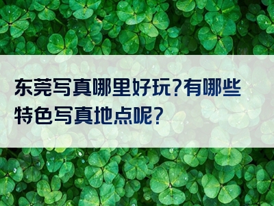 东莞写真哪里好玩？有哪些特色写真地点呢？