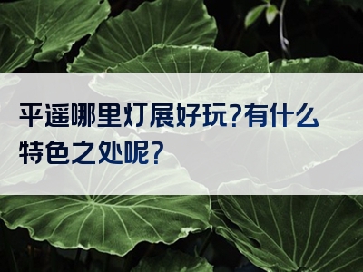 平遥哪里灯展好玩？有什么特色之处呢？