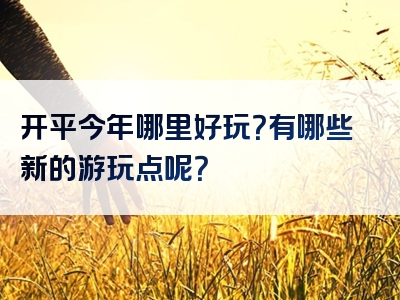 开平今年哪里好玩？有哪些新的游玩点呢？
