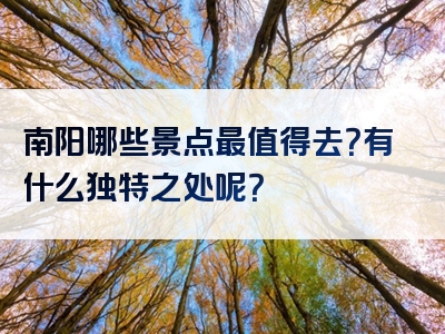 南阳哪些景点最值得去？有什么独特之处呢？