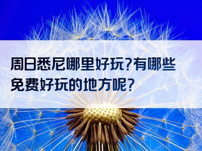 周日悉尼哪里好玩？有哪些免费好玩的地方呢？