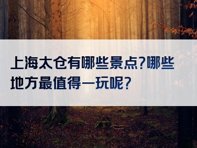 上海太仓有哪些景点？哪些地方最值得一玩呢？