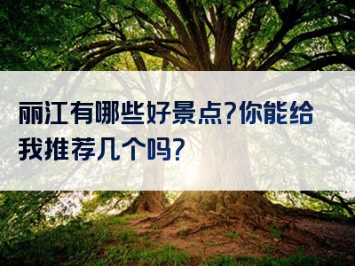 丽江有哪些好景点？你能给我推荐几个吗？