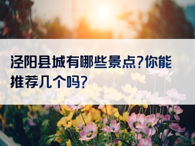 泾阳县城有哪些景点？你能推荐几个吗？