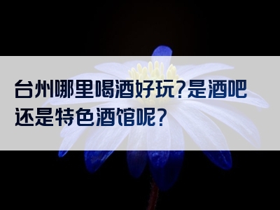 台州哪里喝酒好玩？是酒吧还是特色酒馆呢？