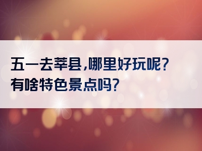 五一去莘县，哪里好玩呢？有啥特色景点吗？