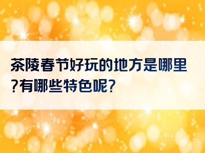 茶陵春节好玩的地方是哪里？有哪些特色呢？