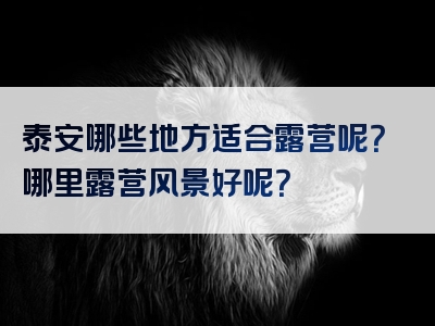 泰安哪些地方适合露营呢？哪里露营风景好呢？
