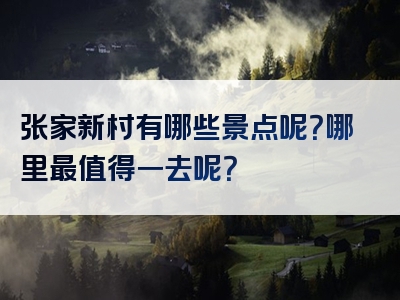 张家新村有哪些景点呢？哪里最值得一去呢？