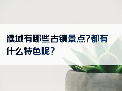 濮城有哪些古镇景点？都有什么特色呢？