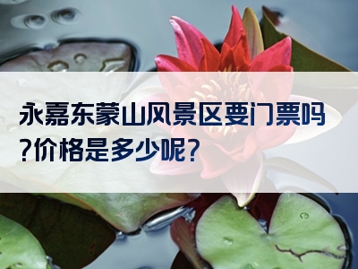 永嘉东蒙山风景区要门票吗？价格是多少呢？