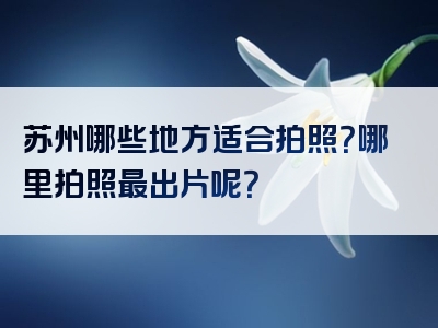 苏州哪些地方适合拍照？哪里拍照最出片呢？