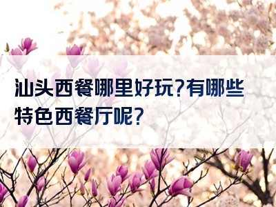 汕头西餐哪里好玩？有哪些特色西餐厅呢？