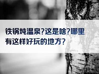 铁锅炖温泉？这是啥？哪里有这样好玩的地方？