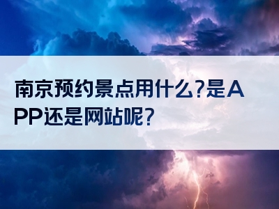 南京预约景点用什么？是APP还是网站呢？