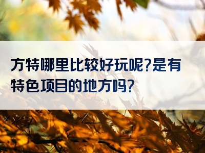 方特哪里比较好玩呢？是有特色项目的地方吗？