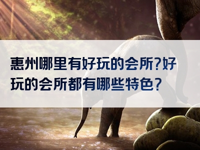 惠州哪里有好玩的会所？好玩的会所都有哪些特色？