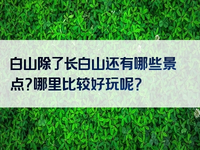 白山除了长白山还有哪些景点？哪里比较好玩呢？